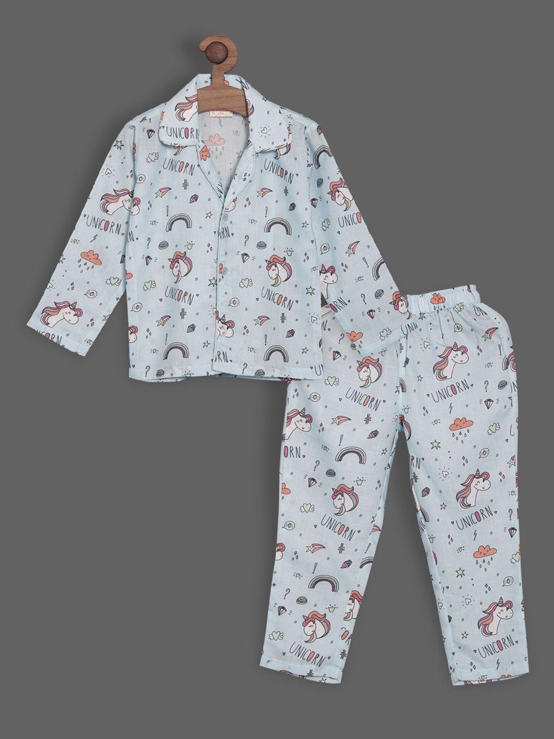 rikidoos boys 2 pieces printed pure cotton night suit