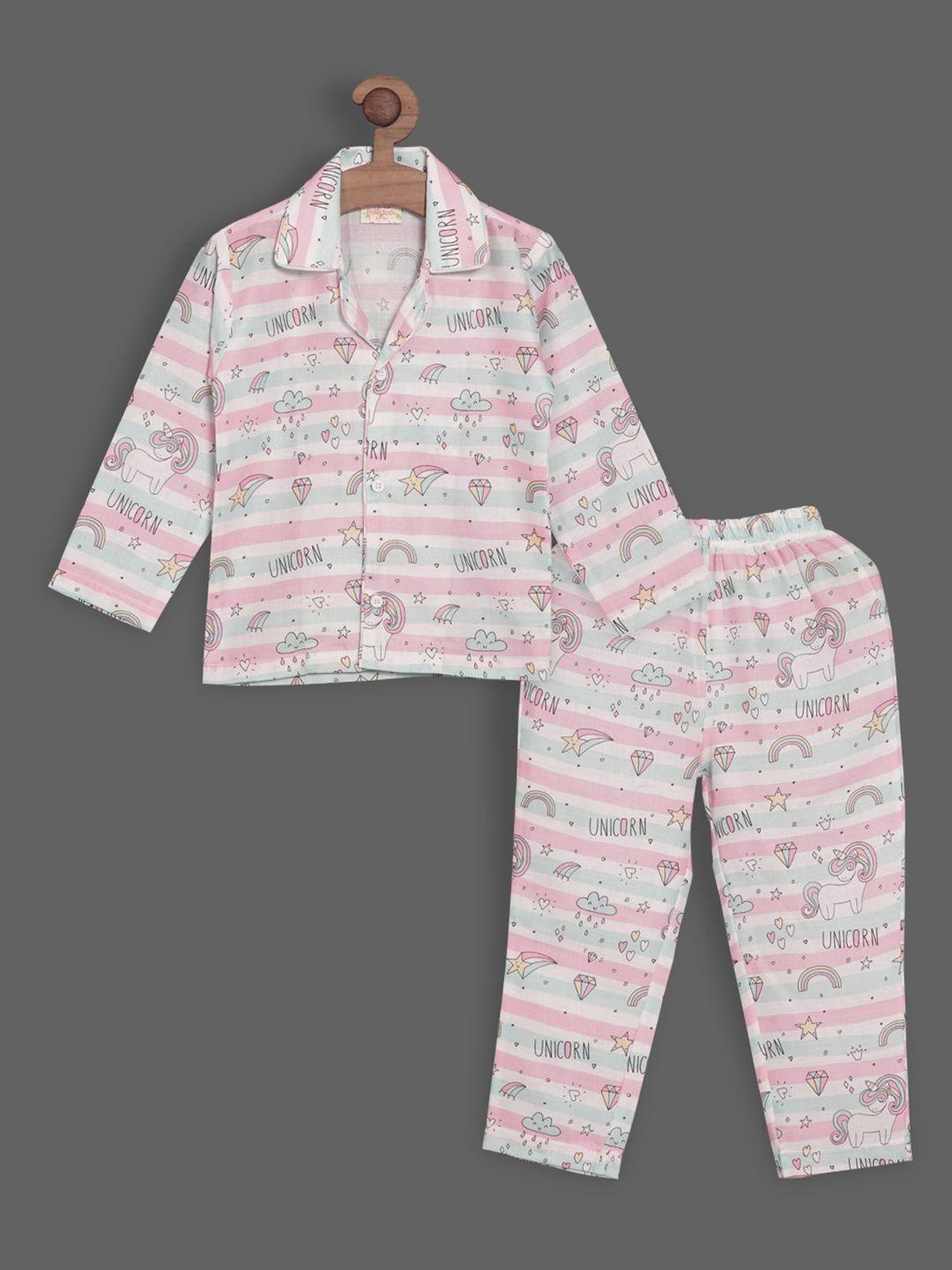 rikidoos boys 2 pieces printed pure cotton night suit