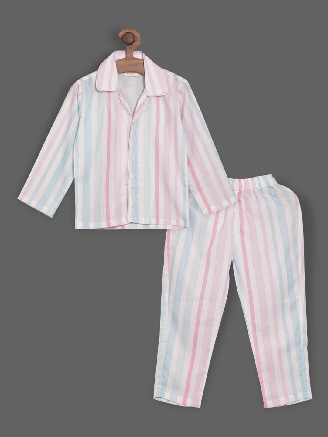 rikidoos boys 2 pieces striped pure cotton night suit