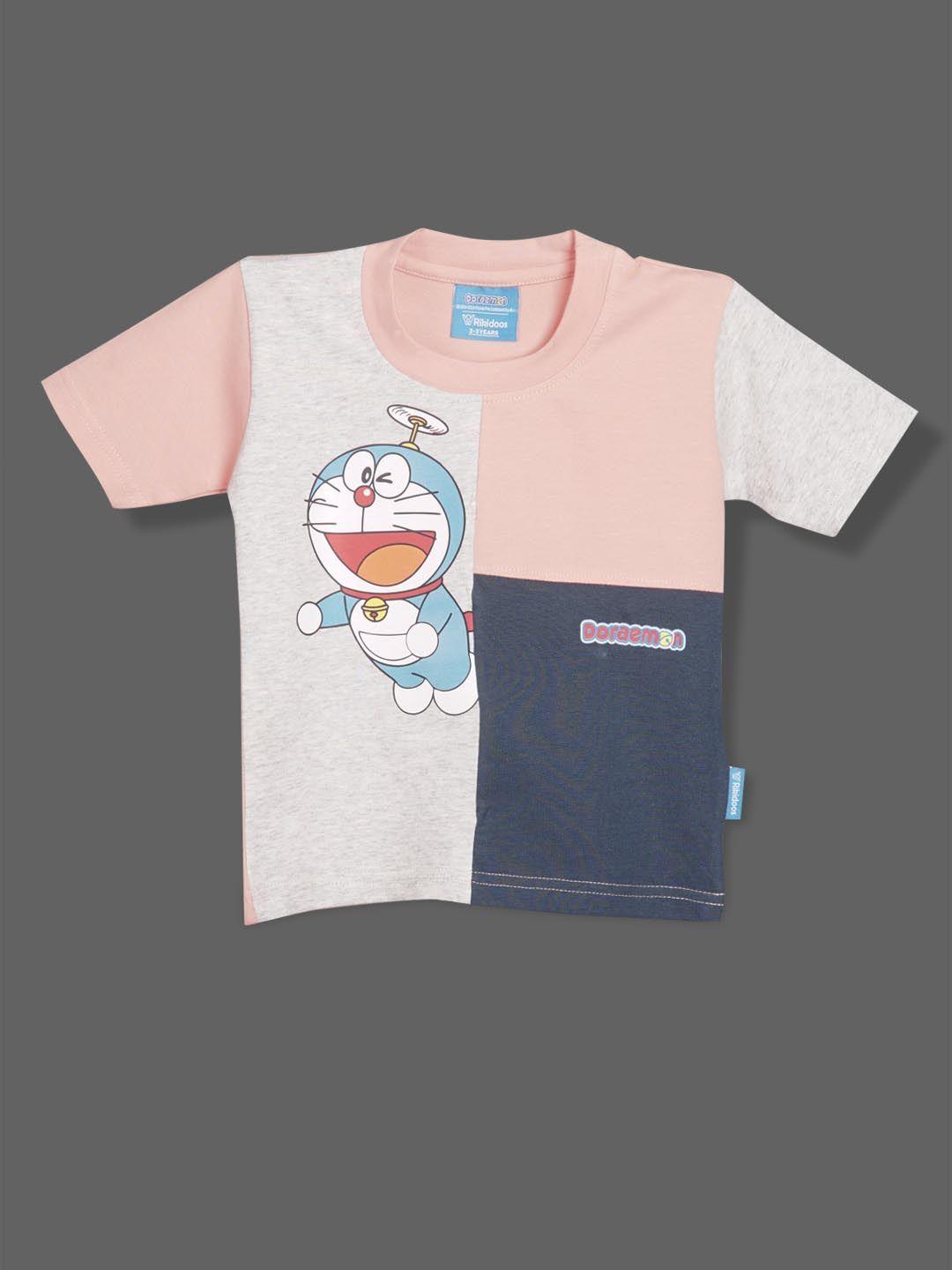 rikidoos boys doraemon printed cotton t-shirt