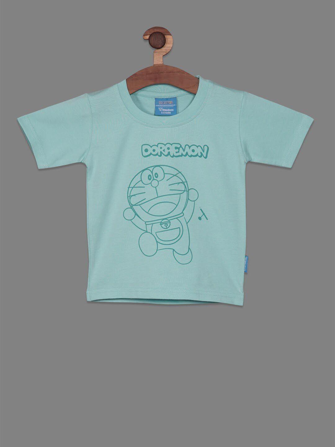 rikidoos boys doraemon printed cotton t-shirt