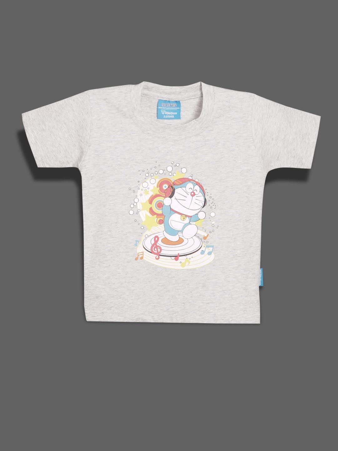 rikidoos boys doraemon printed cotton t-shirt