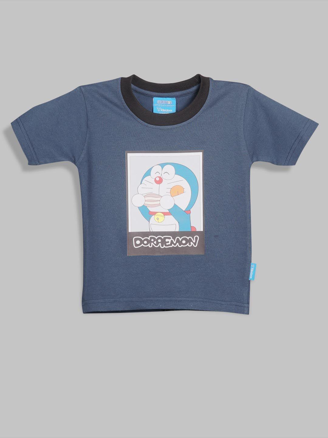 rikidoos boys doraemon printed cotton t-shirt