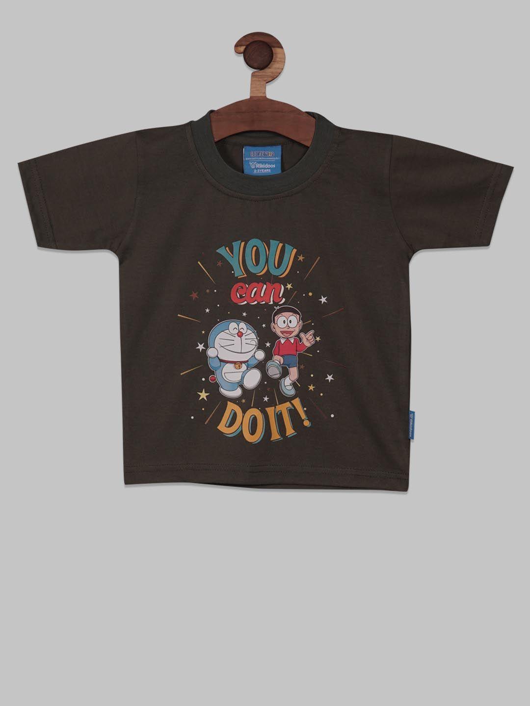 rikidoos boys doraemon printed cotton t-shirt