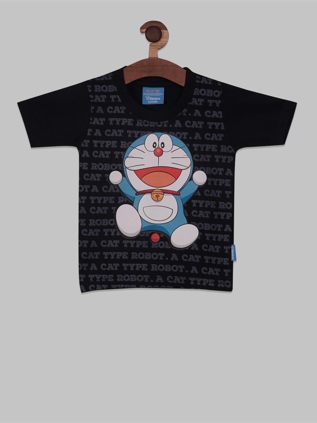 rikidoos boys doraemon printed t-shirt