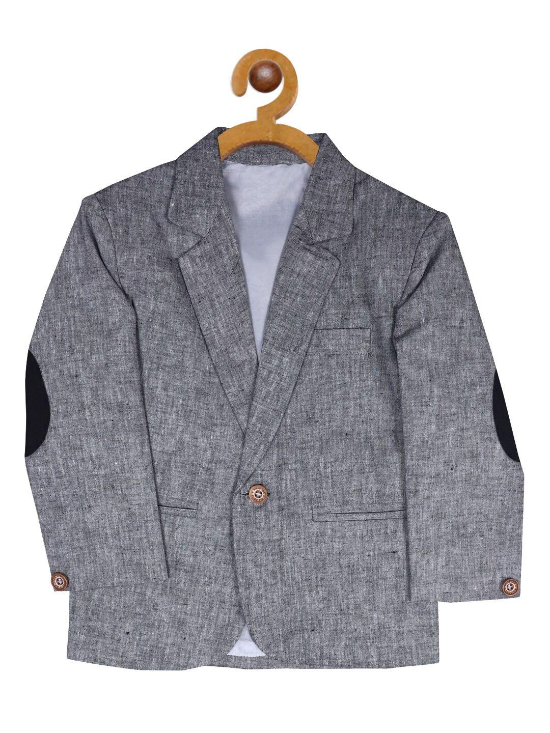 rikidoos boys grey solid single-breasted blazer