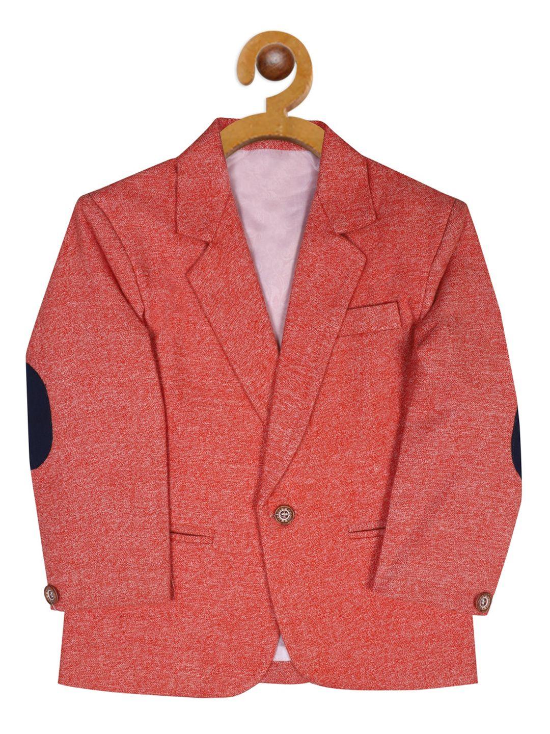 rikidoos boys orange solid single breasted comfort fit blazer