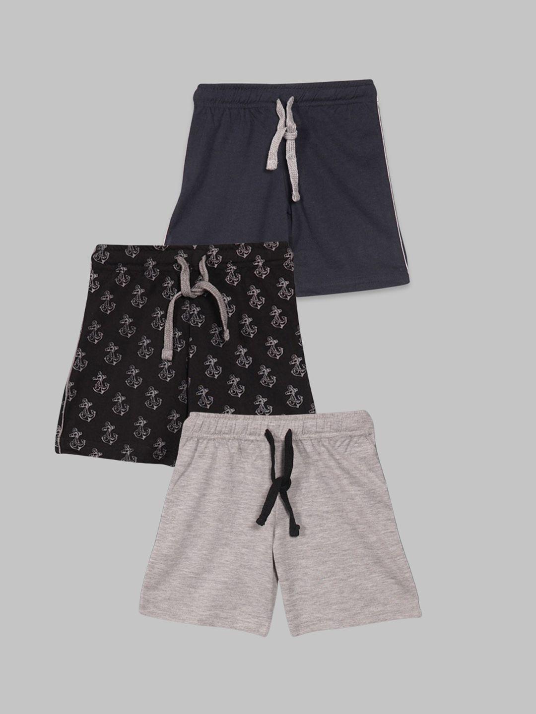 rikidoos boys pack of 3 conversational printed mid-rise regular shorts