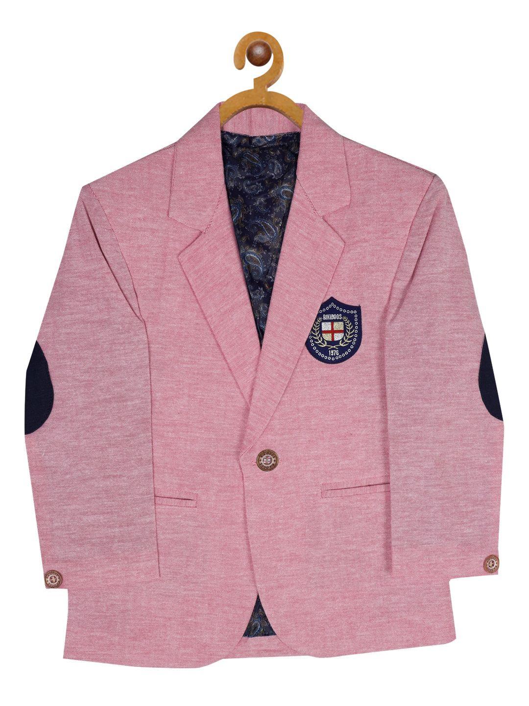 rikidoos boys pink single-breasted comfort-fit blazer