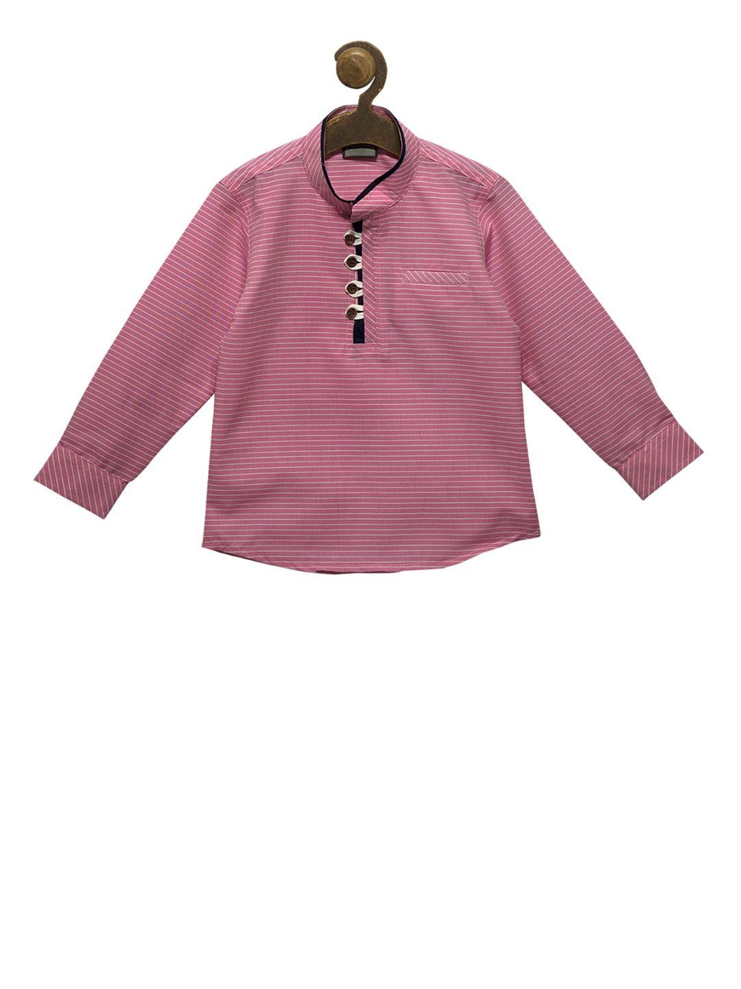 rikidoos boys pink striped straight kurta