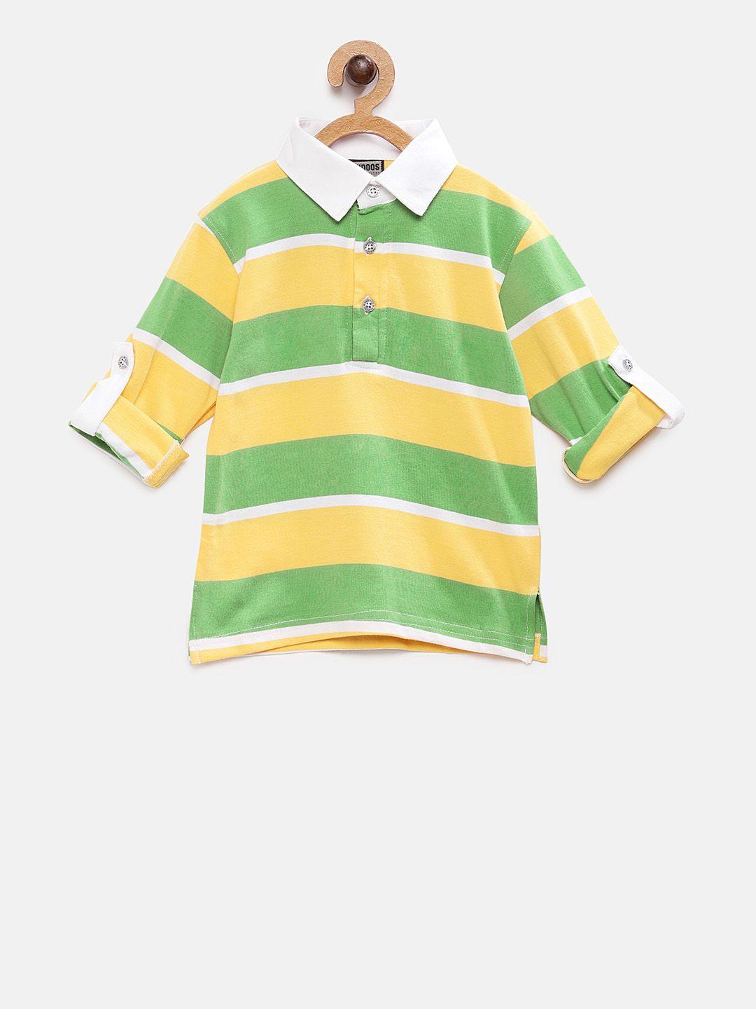 rikidoos boys yellow striped polo collar t-shirt