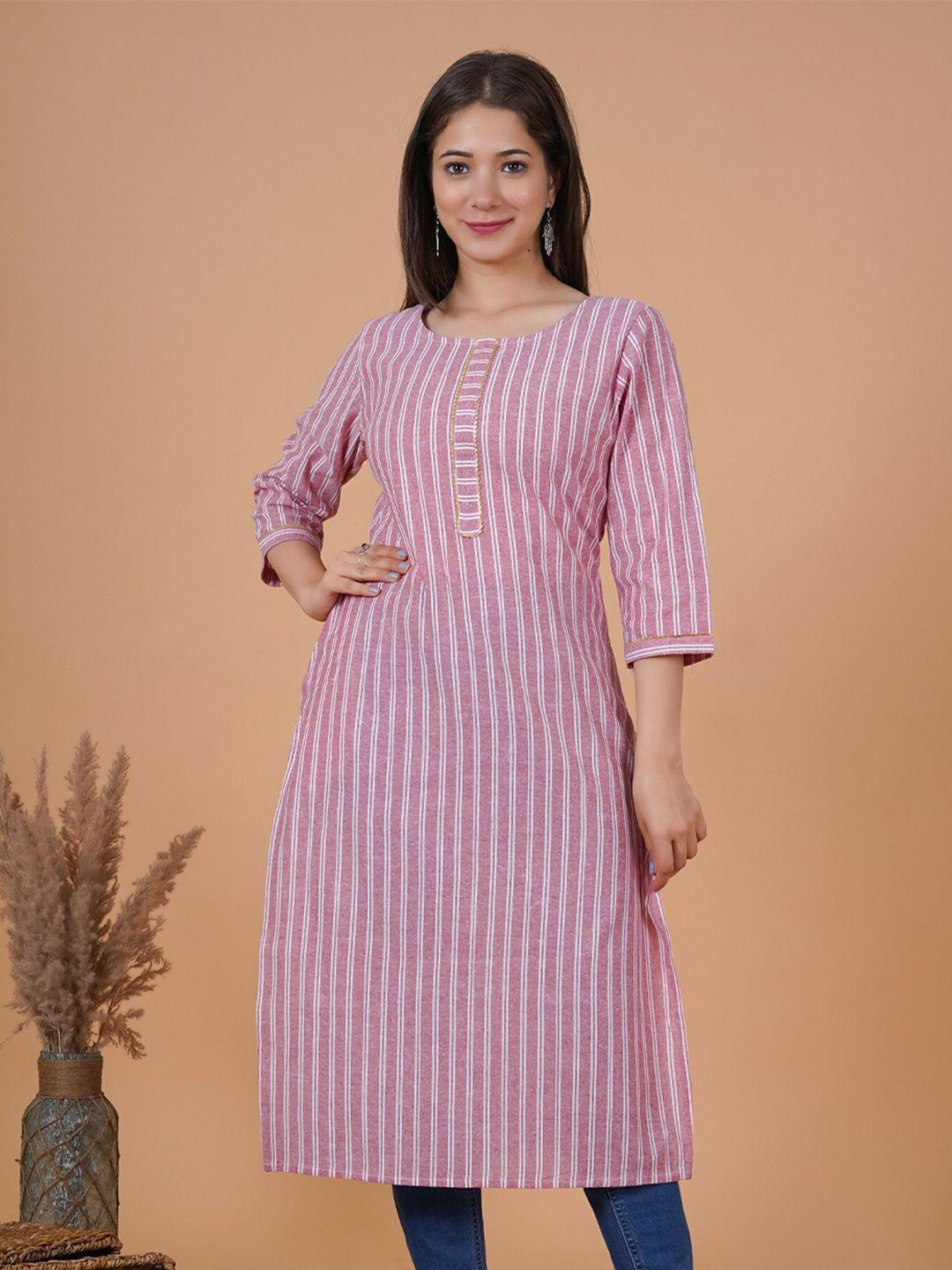 rimeline striped gotta patti straight cotton kurta