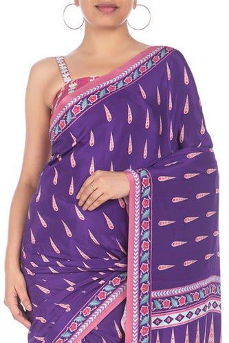 rimjhim purple floral design saree from chintz collection, designed by nalli
