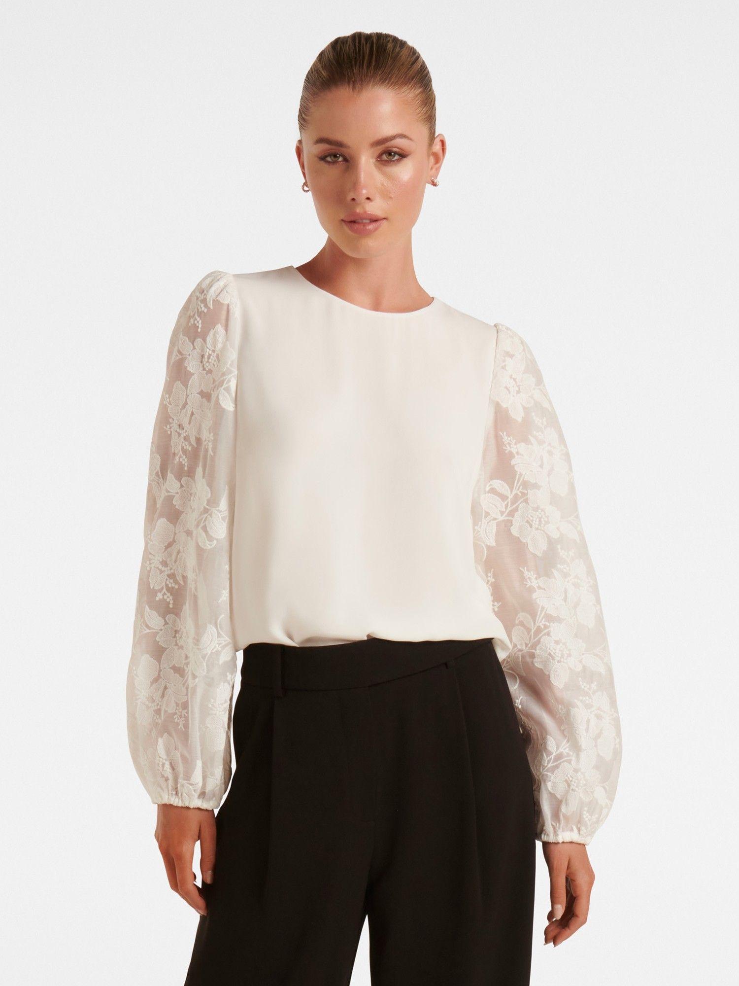 rina embroidered sleeve blouse