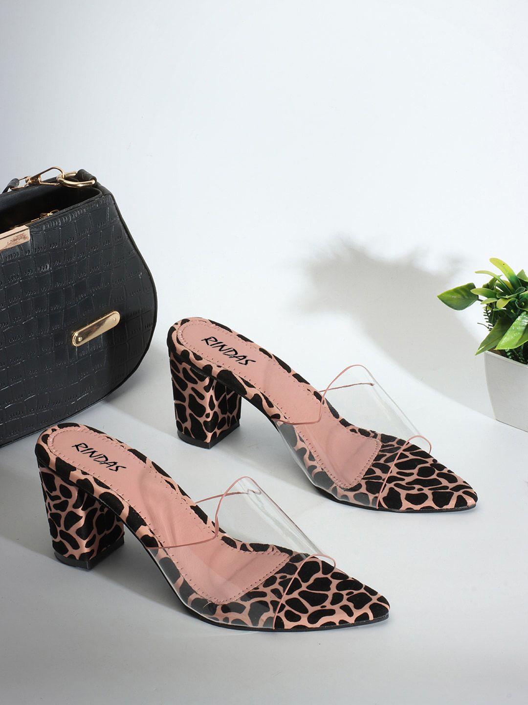 rindas printed block heels