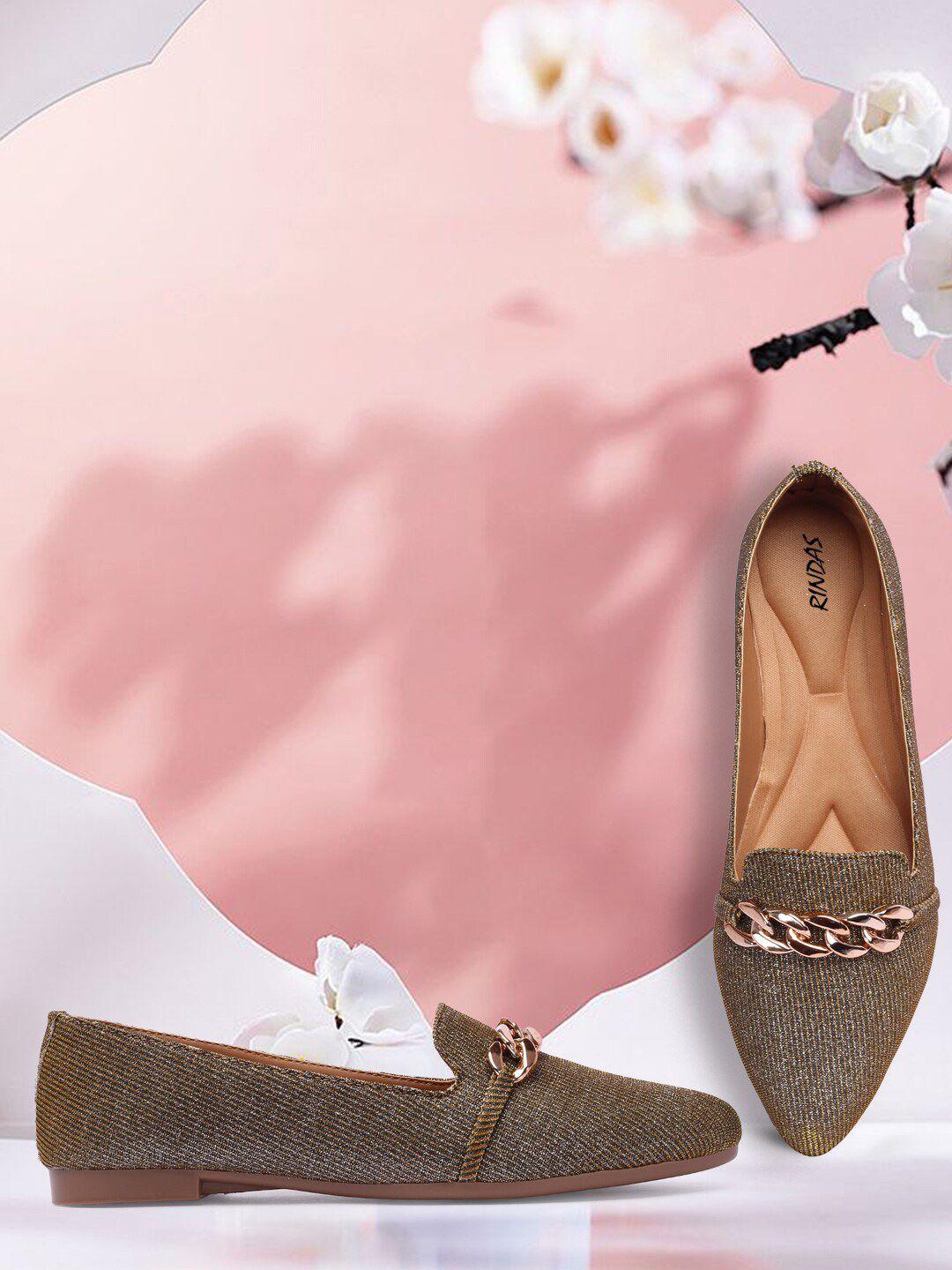 rindas women copper-toned ballerinas flats