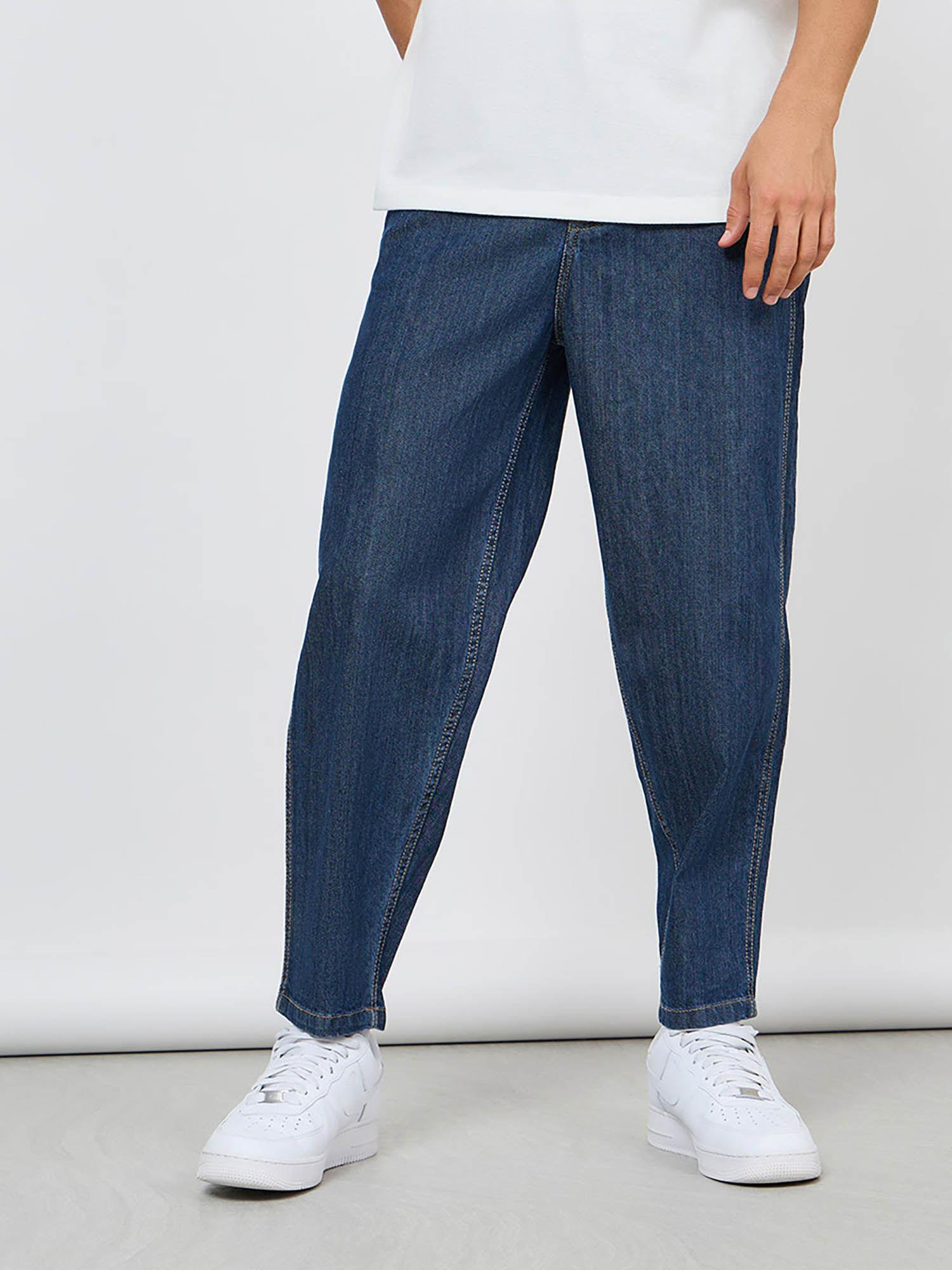 rinse wash balloon fit jeans blue