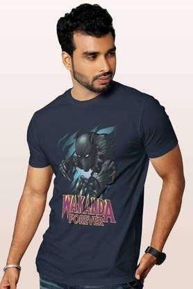 ripped black panther round neck mens t-shirt - navy