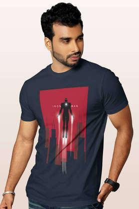 rise of iron man round neck mens t-shirt - navy