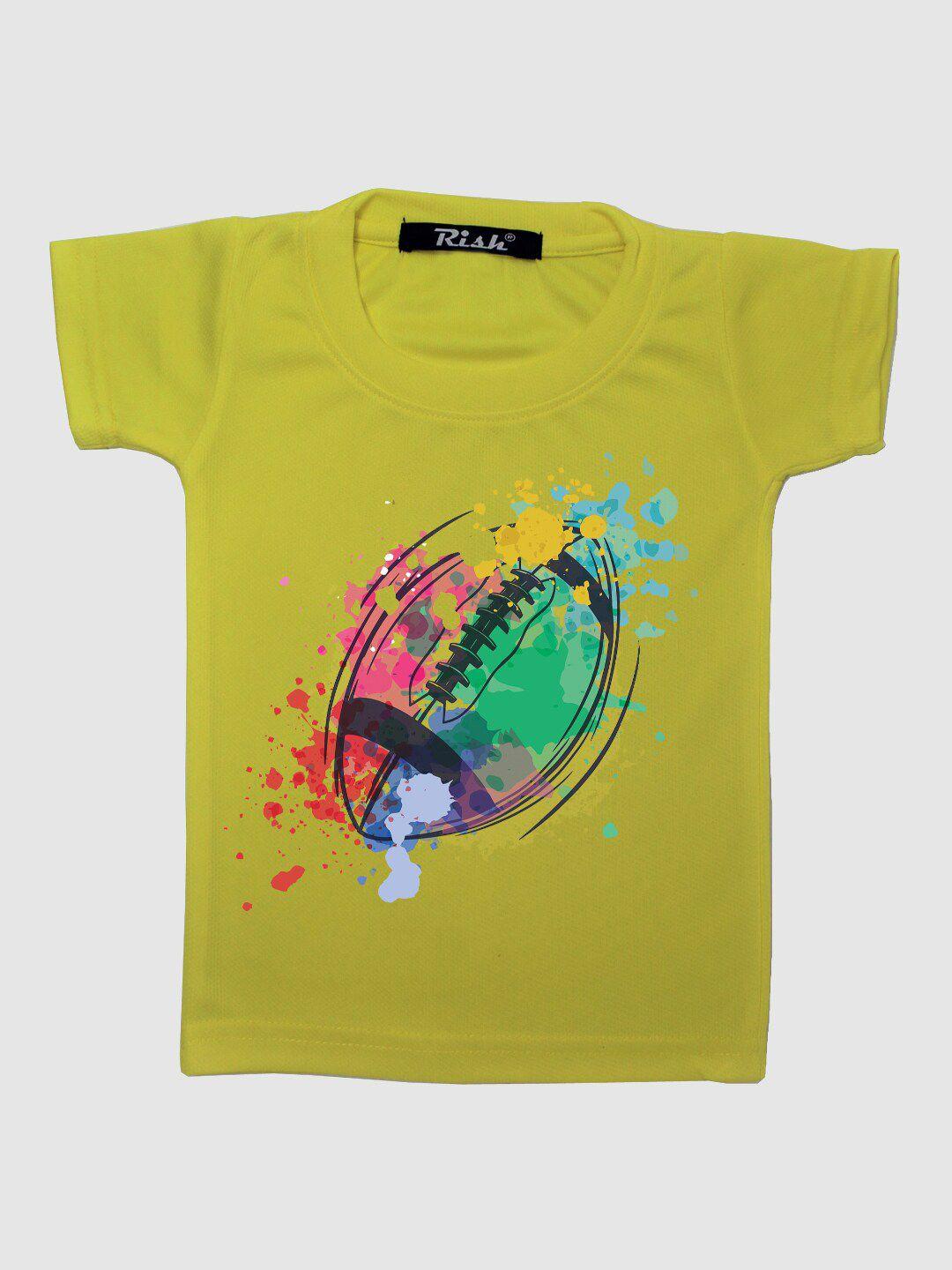 rish kids lime yellow colourful rugby printed t-shirt