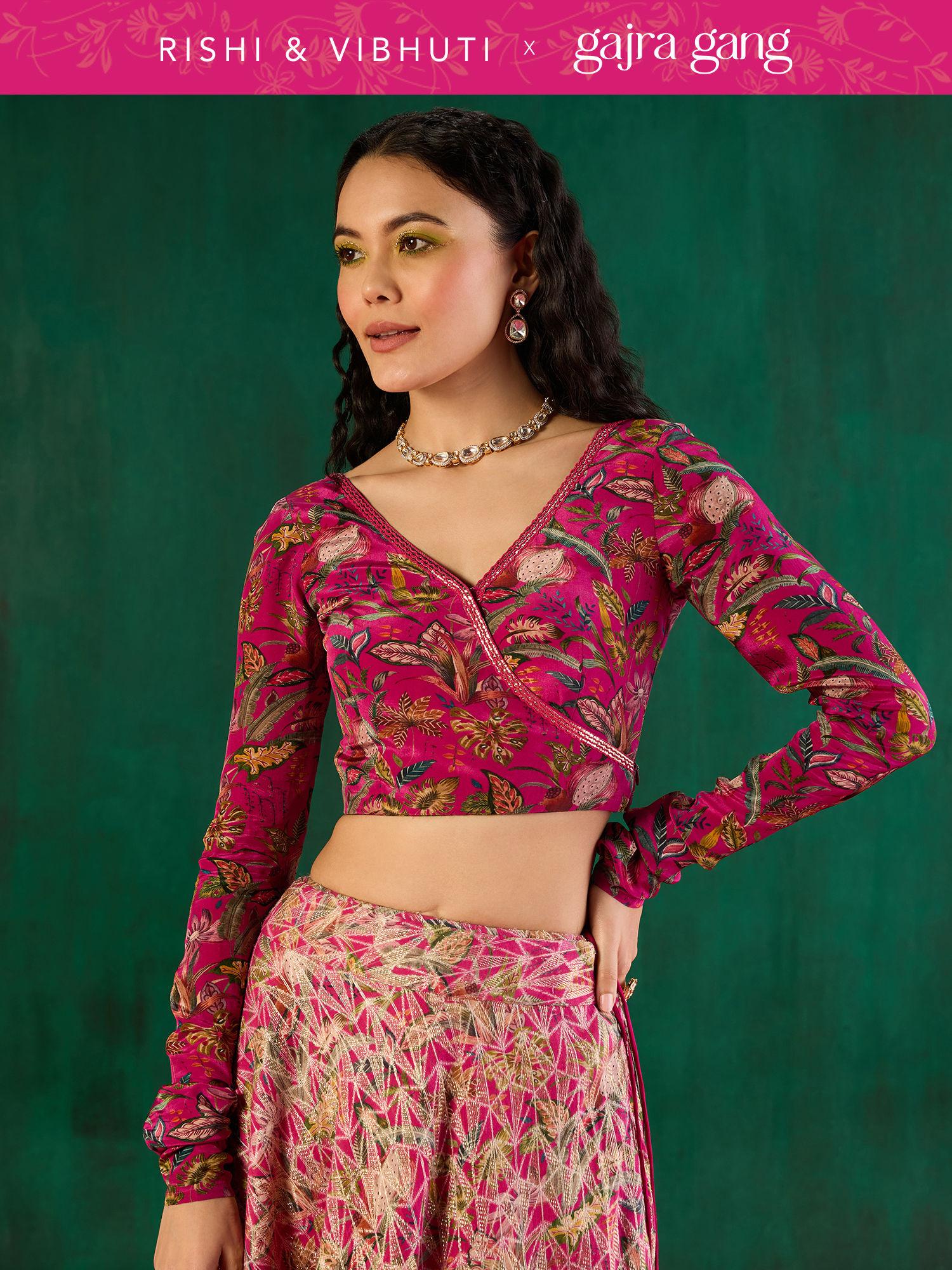 rishi vibhuti pink full sleeves front overlap blouse ggrvbl04