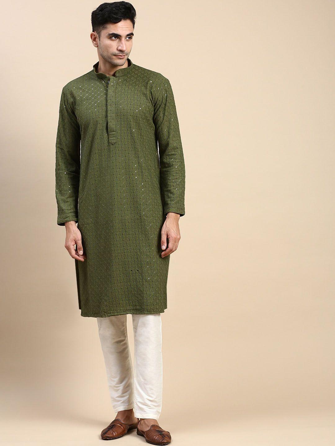 rishika ethnic motifs embellished sequinned pure silk straight kurta