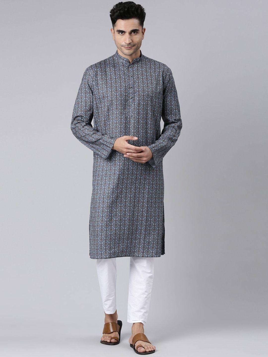 rishika ethnic motifs printed pure cotton straight kurta