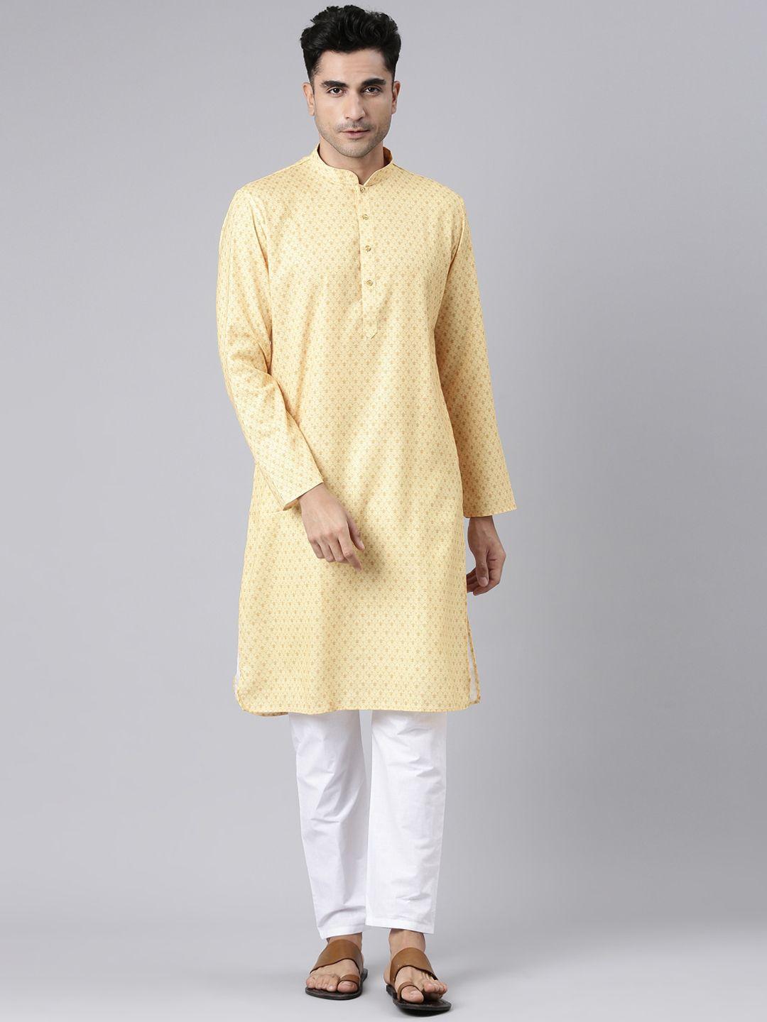 rishika ethnic motifs woven design pure cotton straight kurta