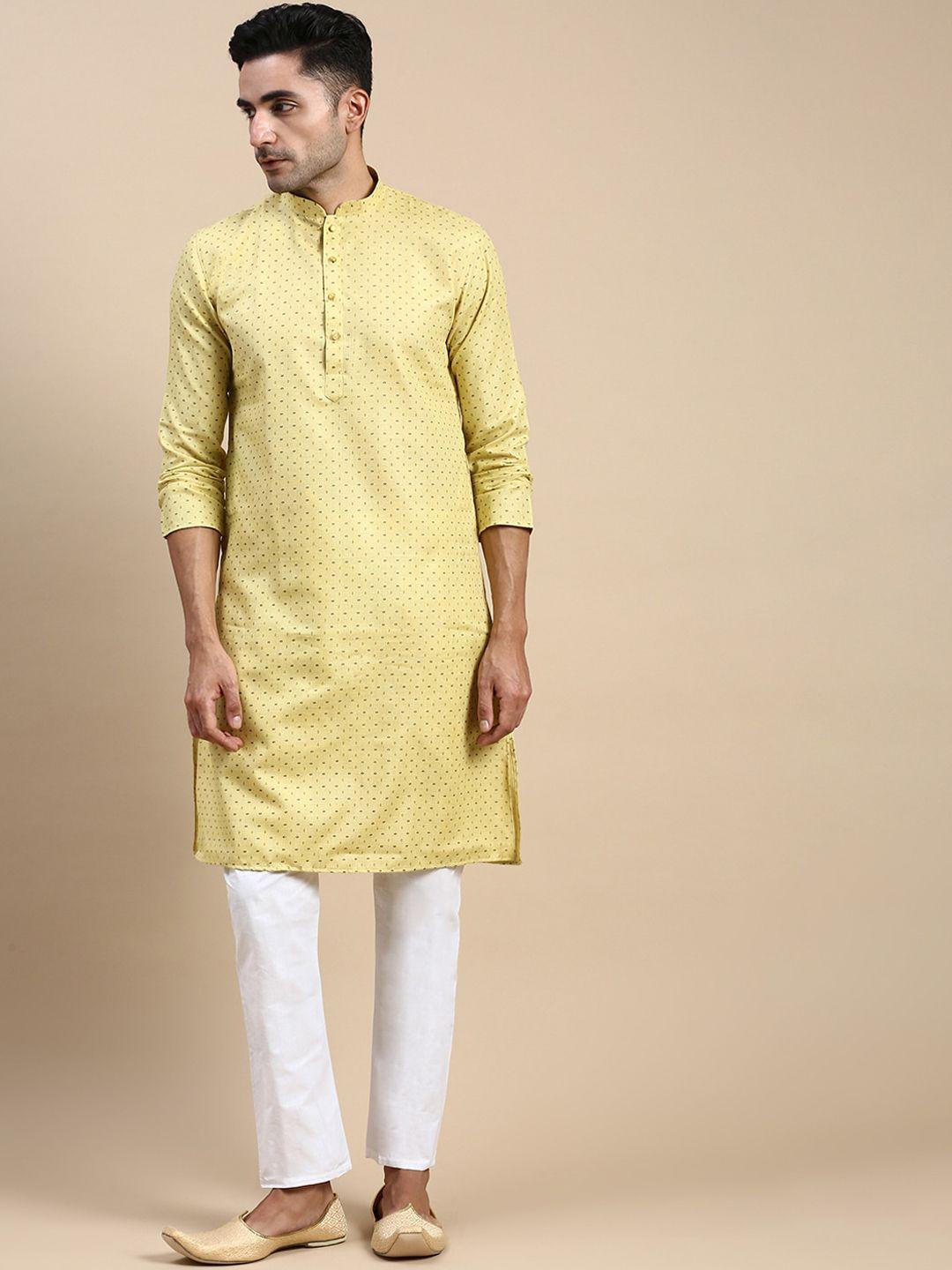 rishika geometric printed mandarin collar kurta with pyjamas