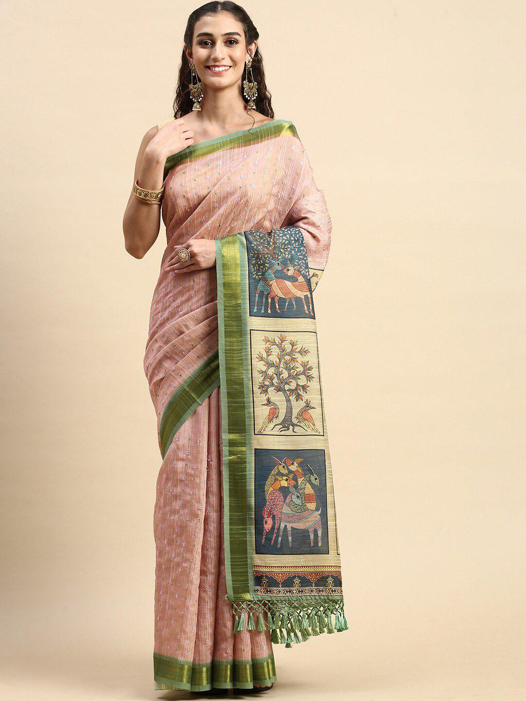 rishika ethnic motifs embroidered zari chanderi saree