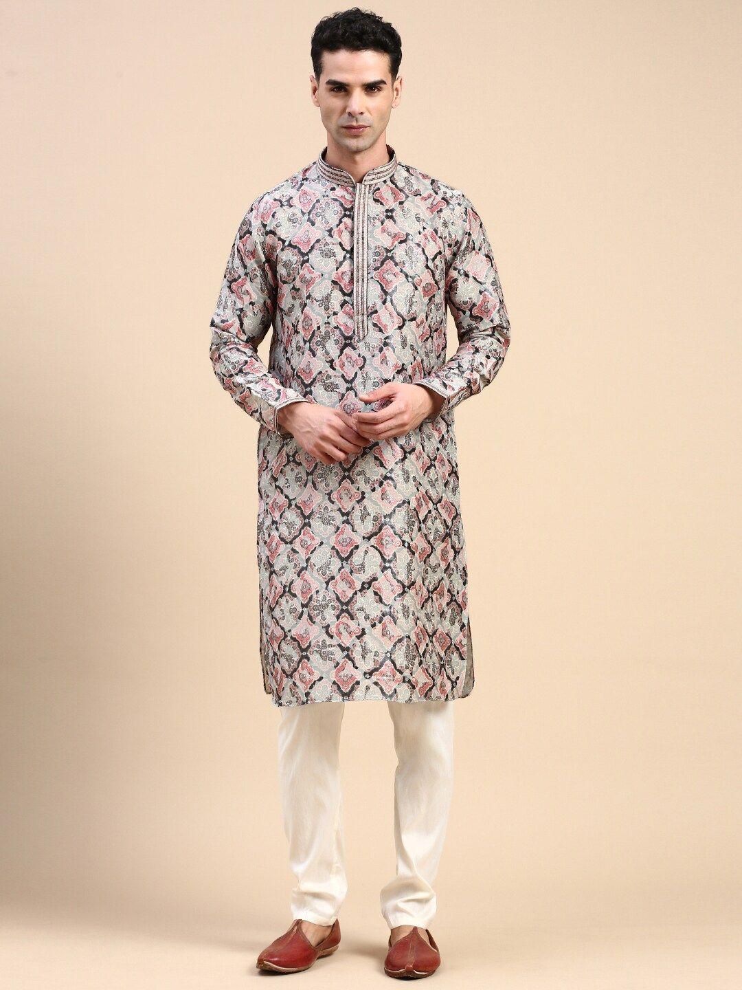 rishika ethnic motifs printed mandarin collar straight kurta