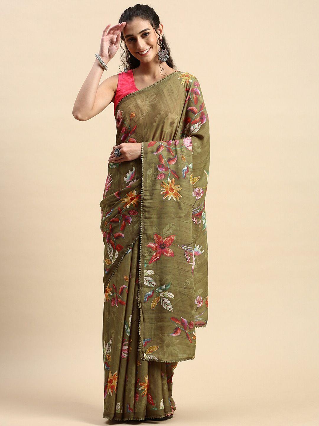 rishika floral printed chanderi saree