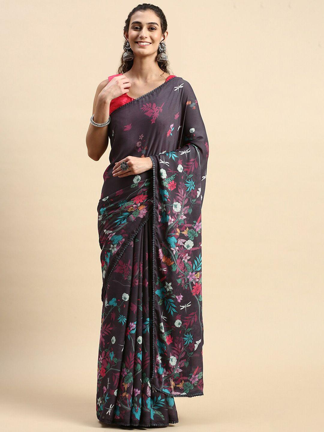 rishika floral printed chanderi saree