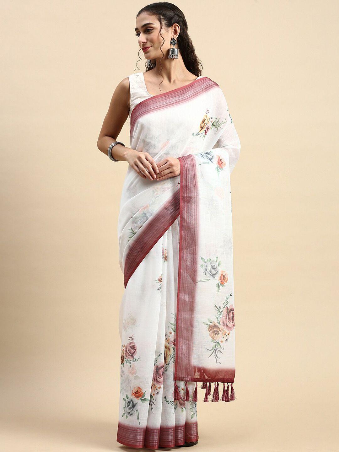 rishika floral printed chanderi saree