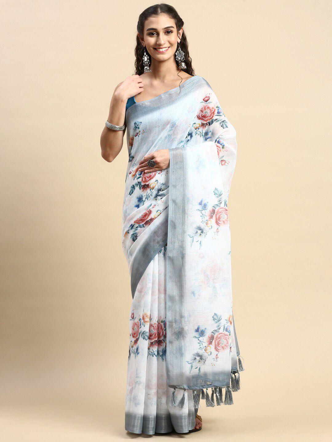 rishika floral printed chanderi saree