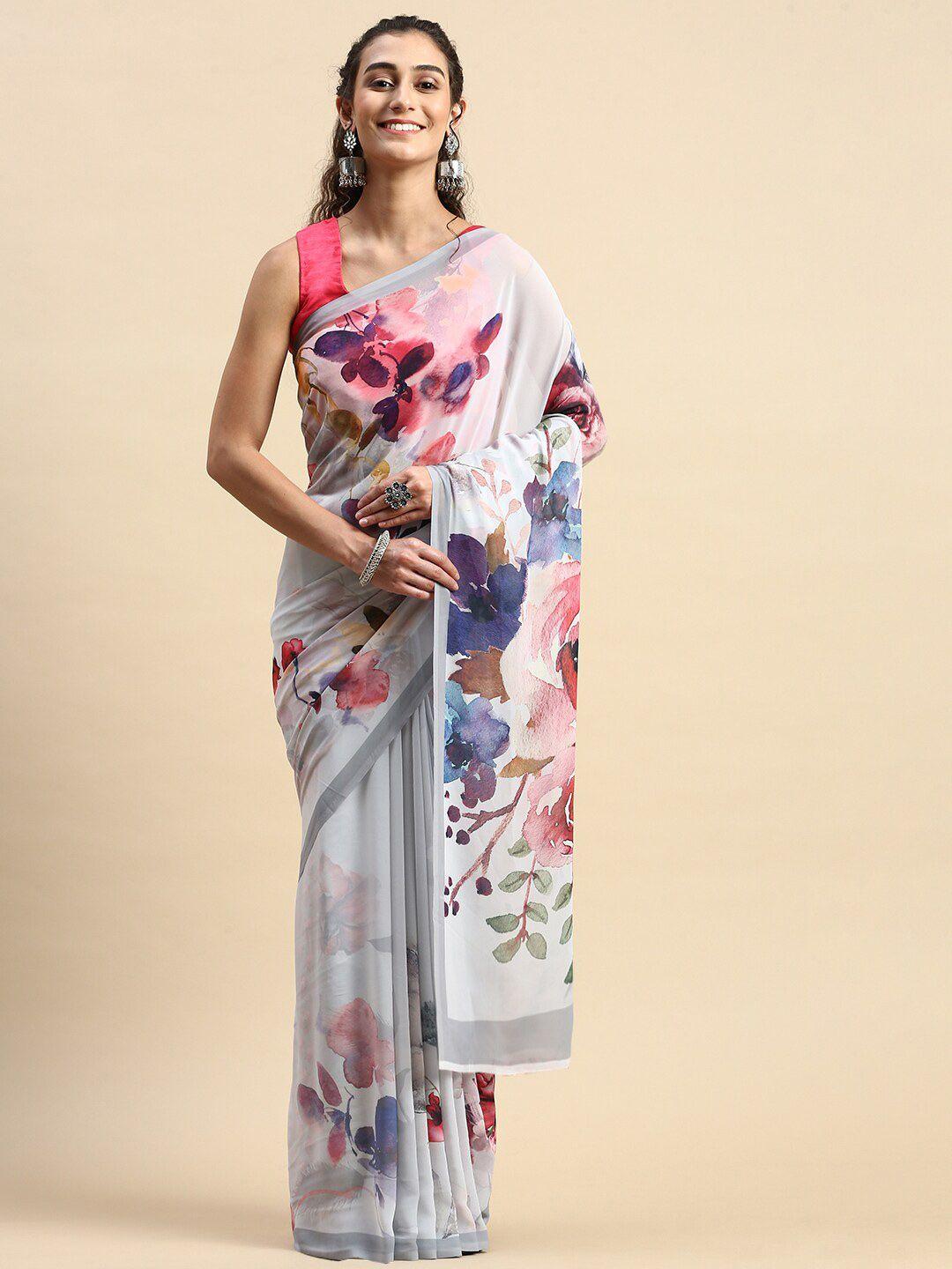 rishika floral printed chanderi saree