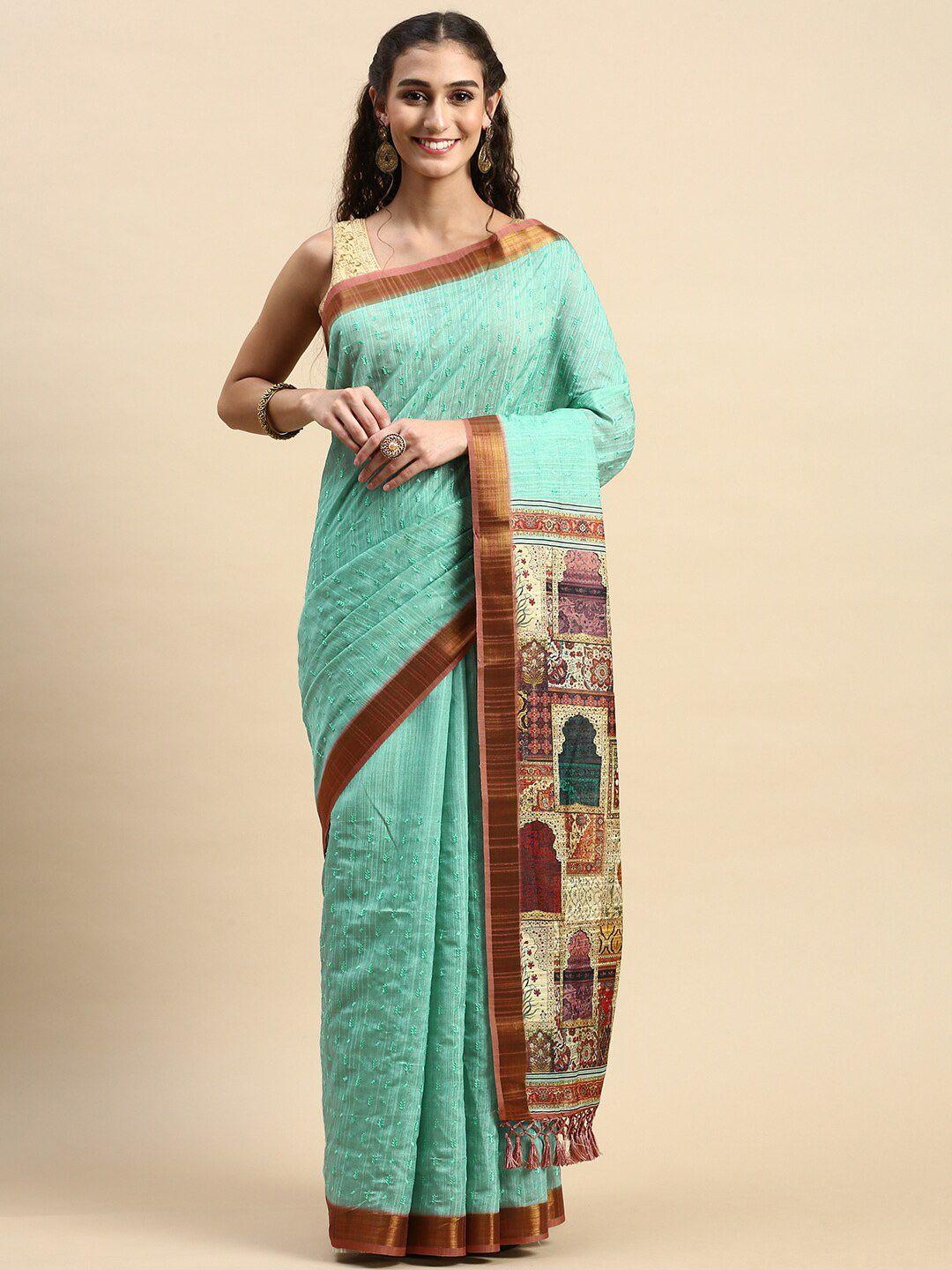 rishika geometric embroidered chanderi saree