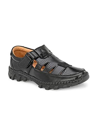 rising wolf synthetic leather black sandal for men