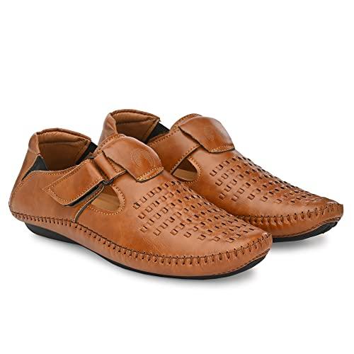 rising wolf synthetic leather sandal for mens (tan, numeric_10)