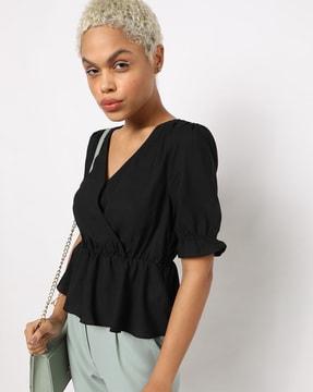 rita wrap blouson top