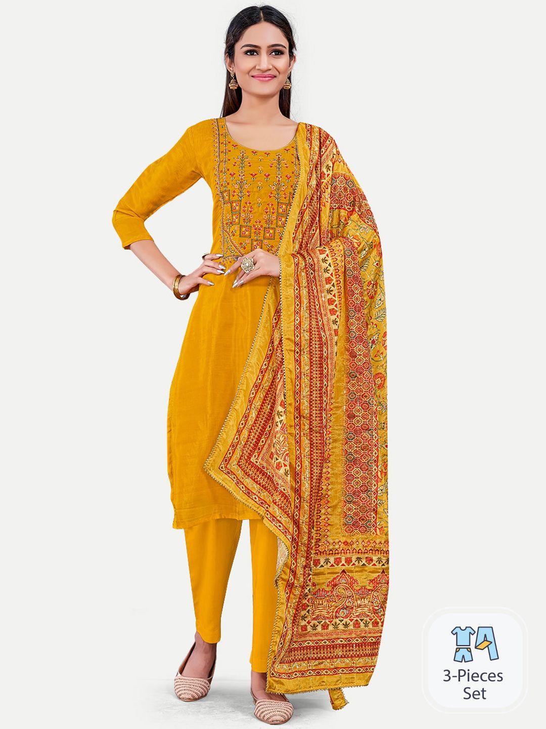 riti embroidered regular kurta with trousers & with dupatta