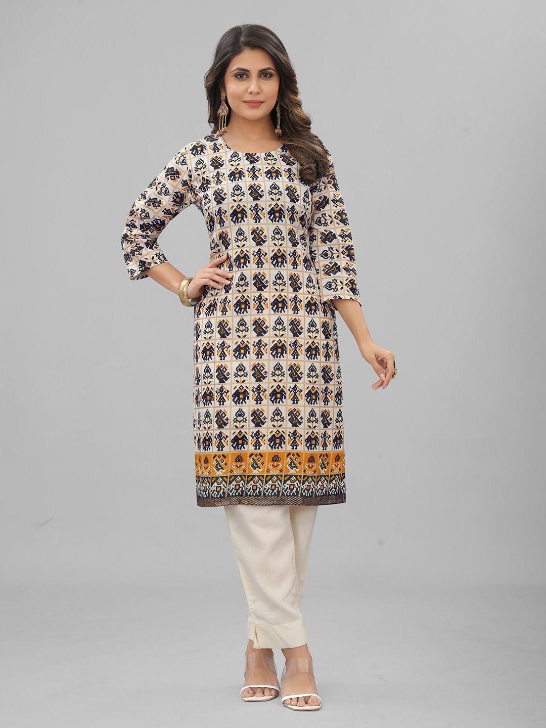 riti ethnic motifs printed pure cotton straight kurta