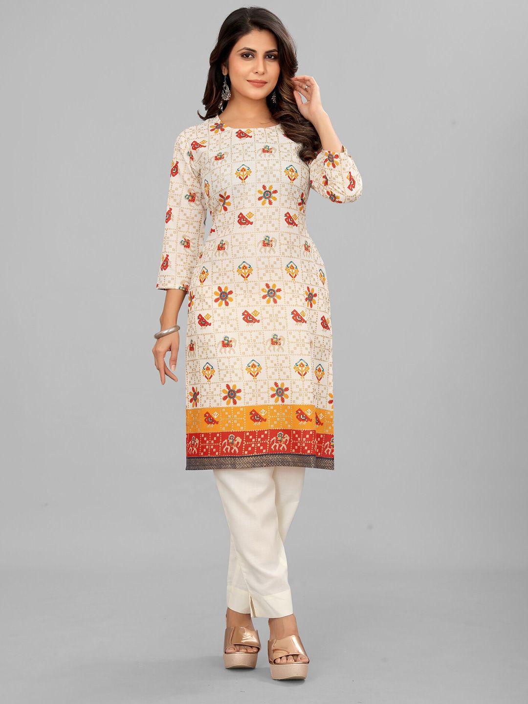 riti ethnic motifs printed pure cotton straight kurta