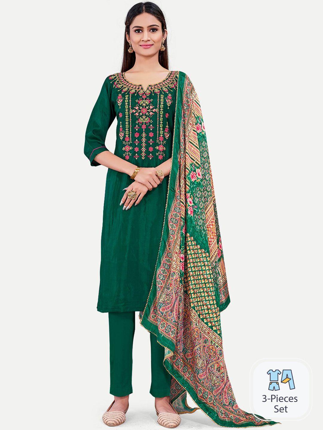 riti floral embroidered regular kurta with trousers & with dupatta