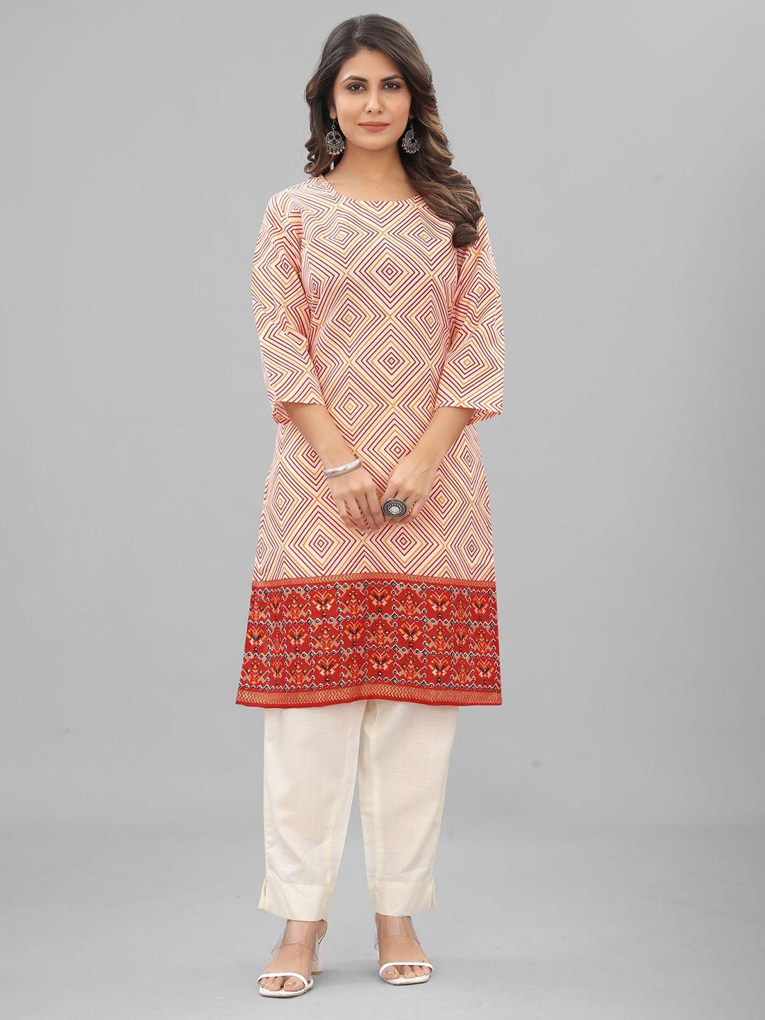 riti geometric printed pure cotton straight kurta