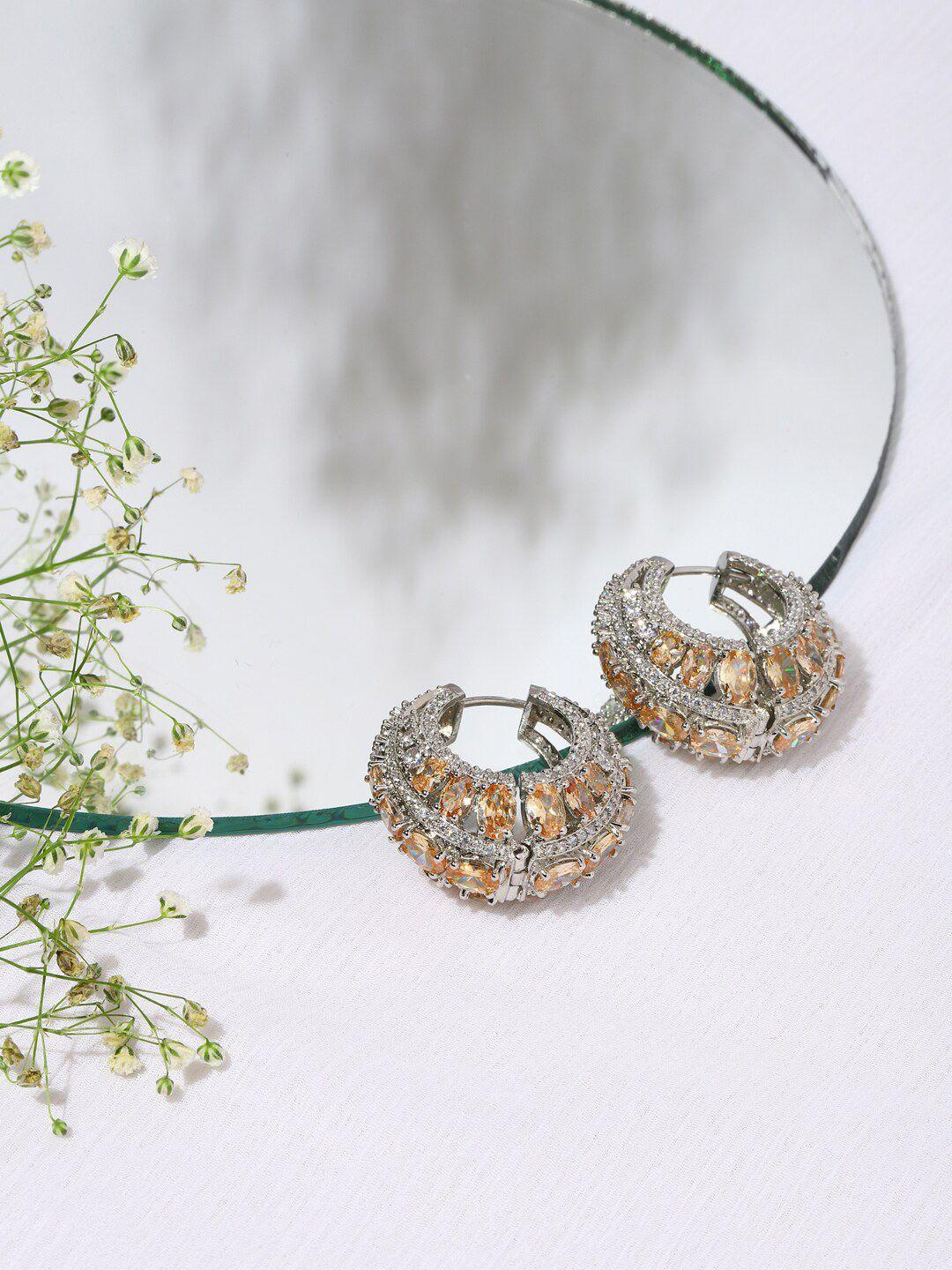 ritu singh silver-toned contemporary studs earrings