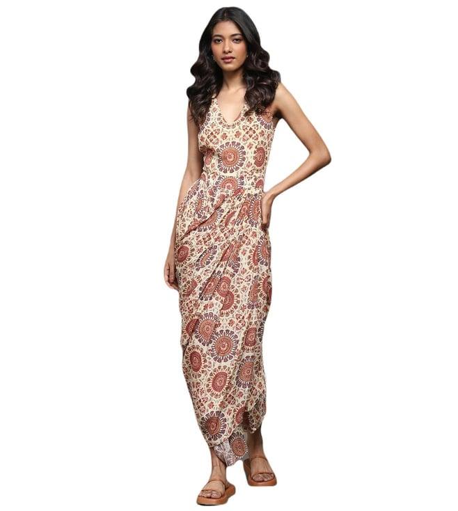 ritu kumar beige multan printed jumpsuit