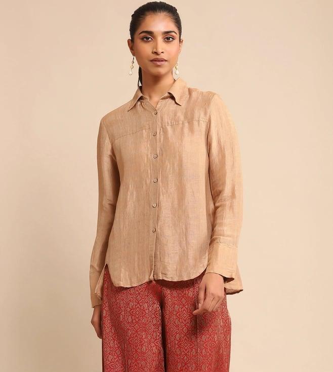 ritu kumar beige silk shirt