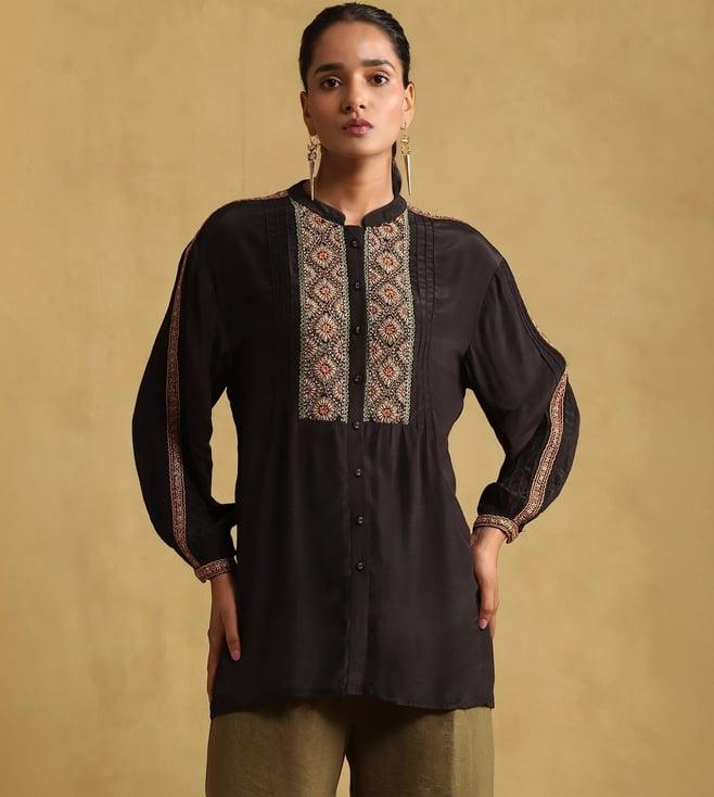 ritu kumar black embroidered shirt