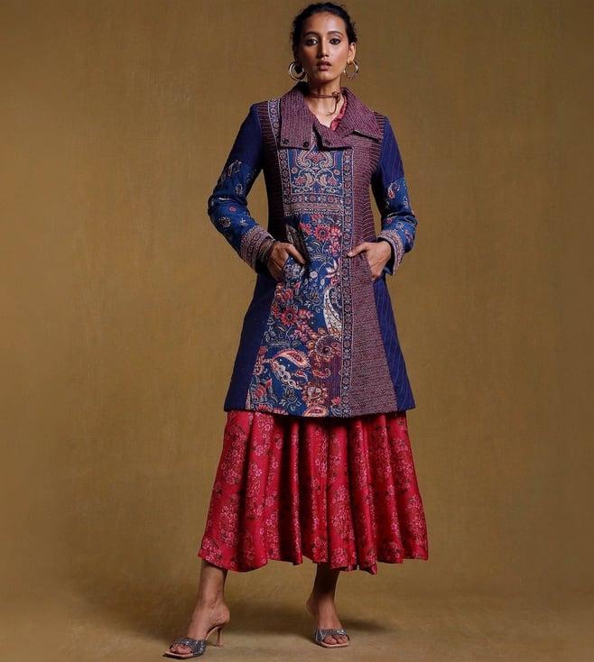 ritu kumar blue paisley print jacket